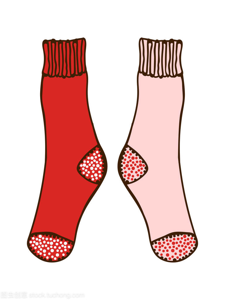 嘟嘟雙彩色襪子。插圖設計